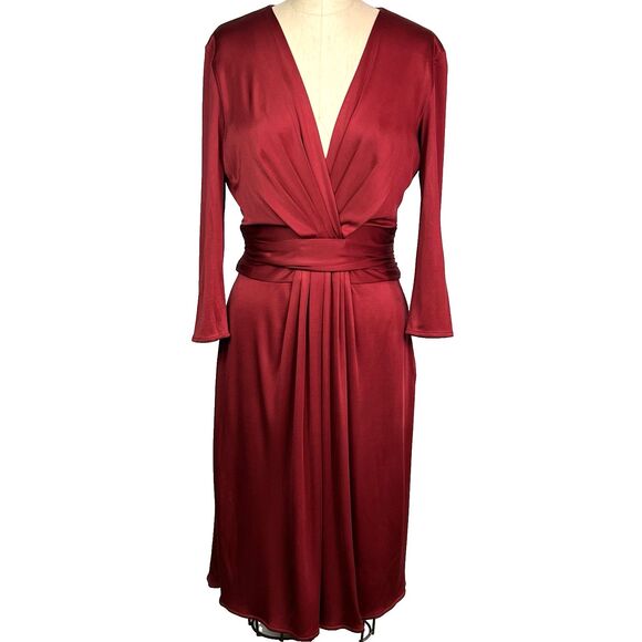 Issa London Silk Jersey Phylis Dress Burgundy Royal Engagement Princess Kate Sz8 - Picture 1 of 13